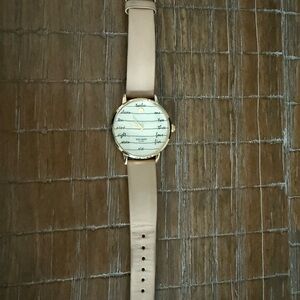 Kate Spade Beige Leather Strap Watch with Gold Accents